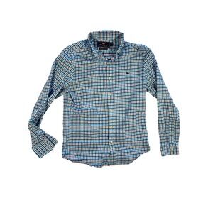 Vineyard Vines Slim Fit Whale Shirt Blue Plaid Button Down Long Sleeve Men's S